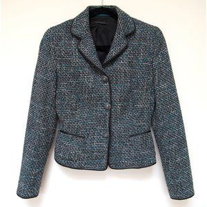 RARE Elie Tahari Wool Blend Tweed Jacket Jeweled Buttons size S/P